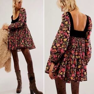 Free People Marsha Mini Dress, Black Combo, size S